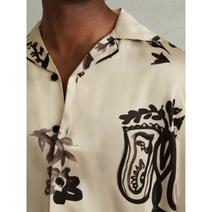 REISS BABYLON Relaxed Floral Print Cuban Collar Shirt